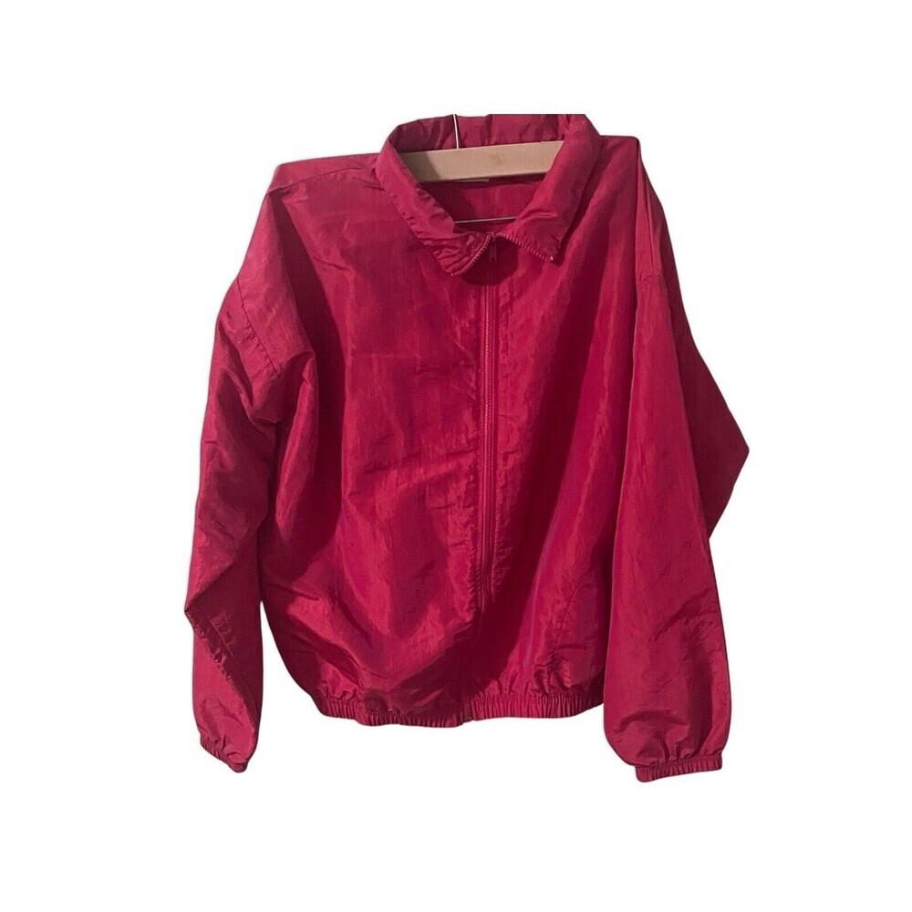 Vintage Body Wrappers Pink  Zip Windbreaker Size Large With Pockets RARE